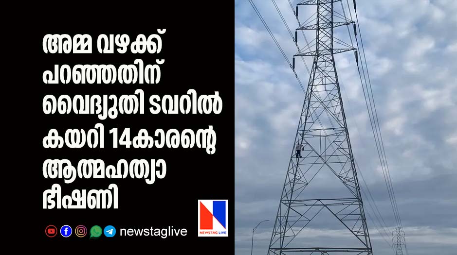 14 year old boy climbs electric tower to commit suicide