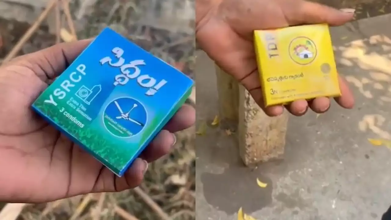 Condoms with party names written on them