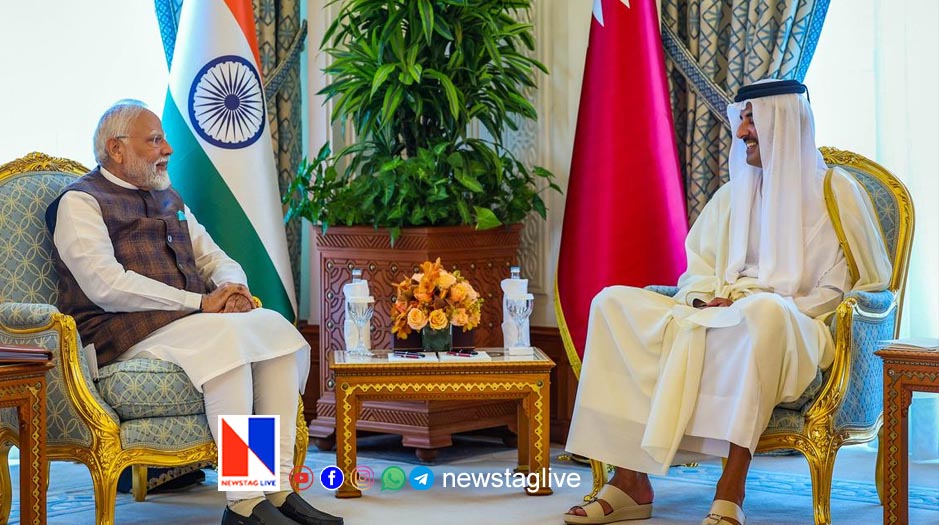 prime minister narendra modi meets qatar emir sheik tamim