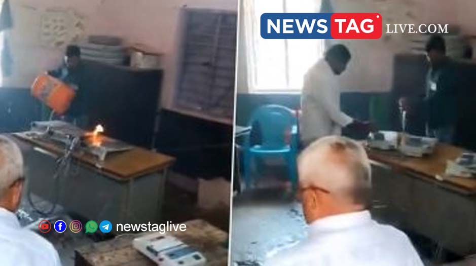 maharashtra EVM set on fire