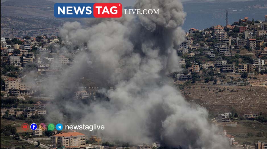 Smoke rises from an Israeli strike against a Hezbollah target
