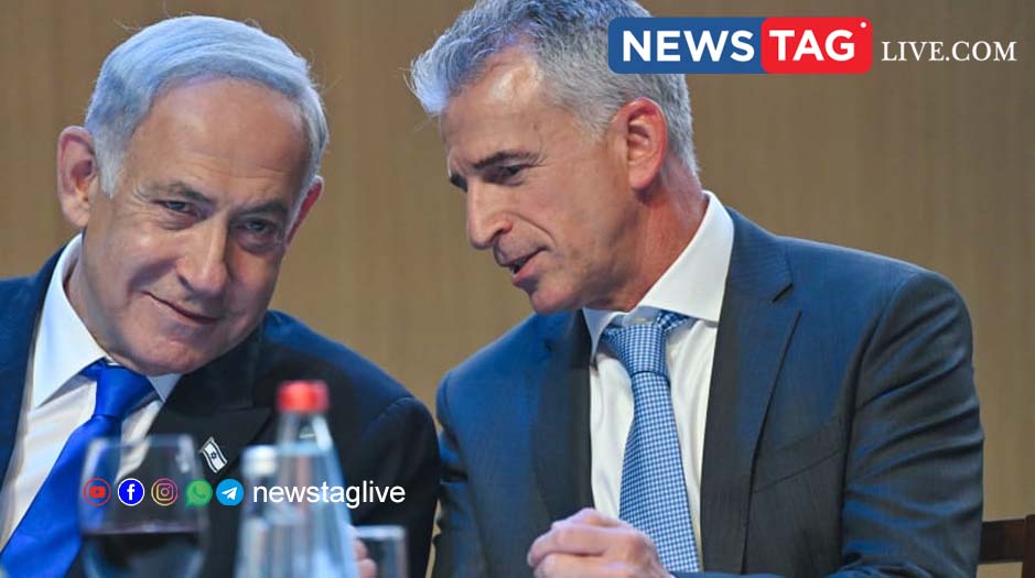 Israeli Prime Minister Benjamin Netanyahu is seen next to Mossad Director David Barnea