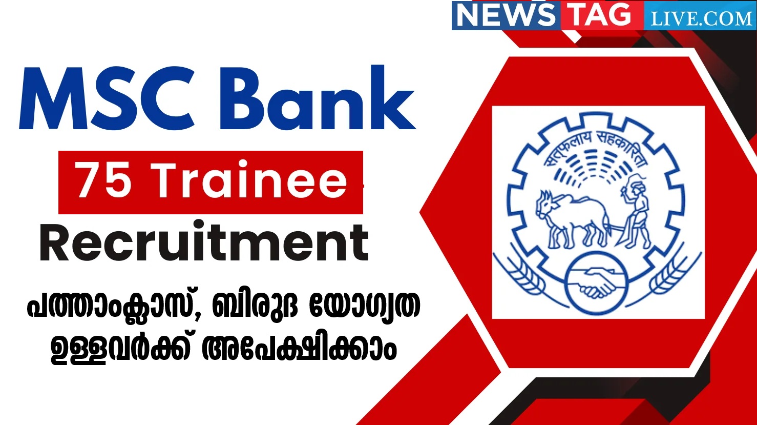 MSC Bank Trainee Officer Recruitment for 75 posts