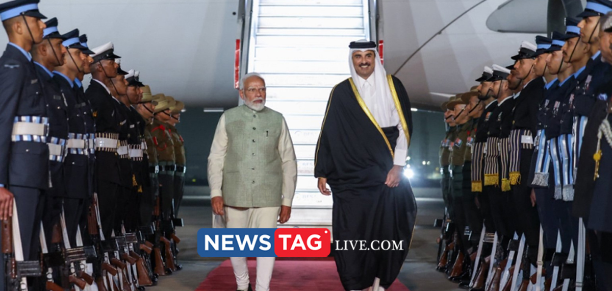 Qatar amir reached in India welcomed by Modi at airport