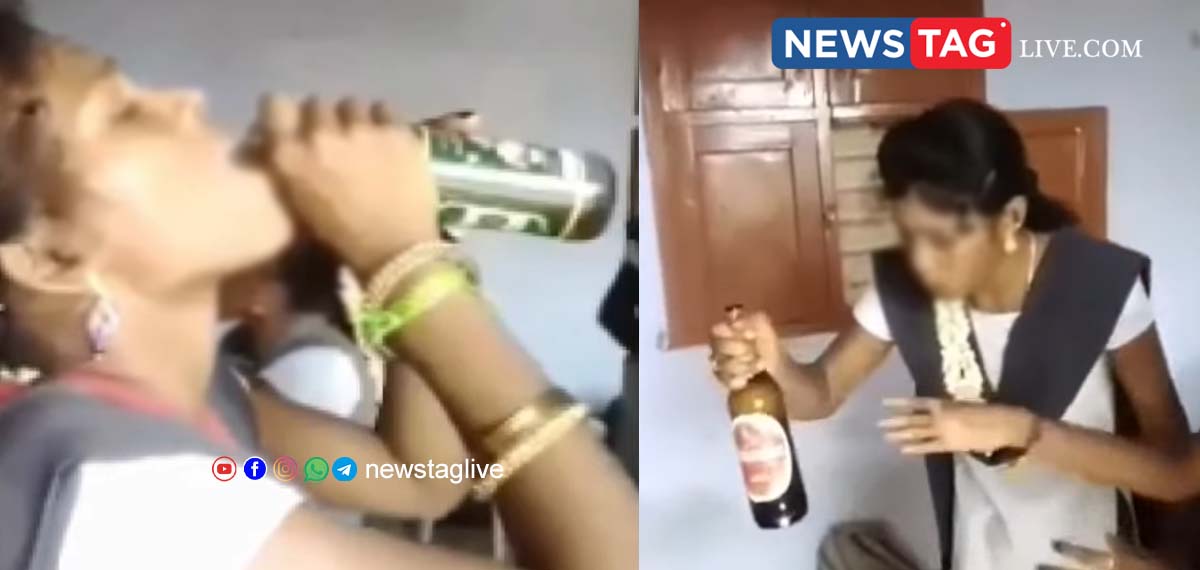 srudents drinking bear in school