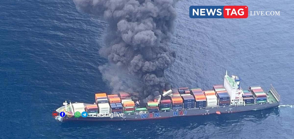 ship catches fire