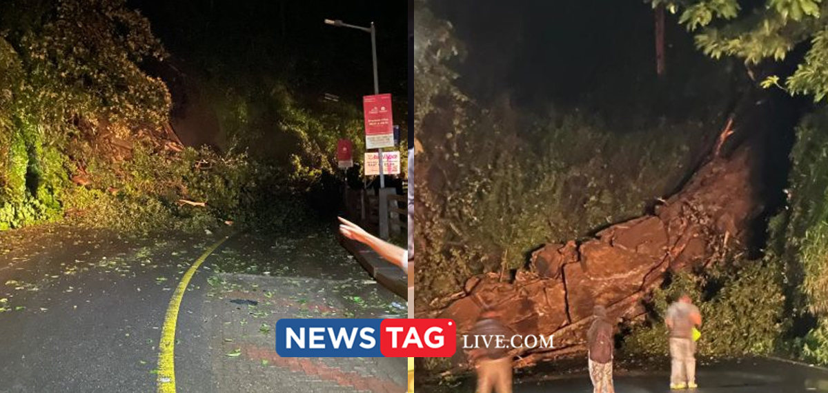 heavy land slide caused traffic block in Thamarassery Churam