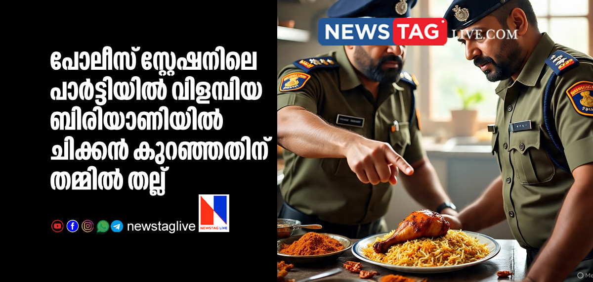 two home guards encounted in front of police station over chicken in Biryani