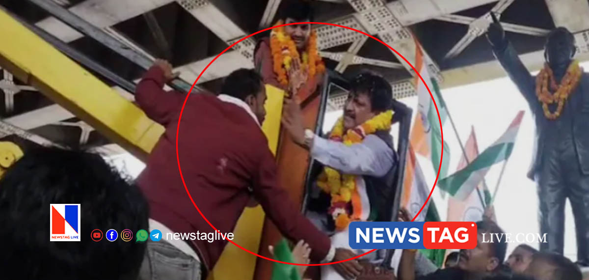 അംബേദ്കര് പ്രതിമയില് ഹാരമണിയിക്കാന് കയറിയ ക്രെയിന് തകരാര്; പിന്നാലെ ഓപറേറ്ററെ തല്ലി ബിജെപി എംപി 6 BJP MP slapped crane operator after his statue garland went wrong