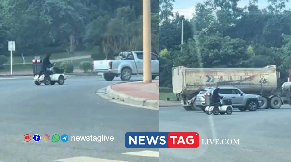 തിരക്കേറിയ റോഡിലൂടെ സ്കൂട്ടറോടിച്ച് നായ; നിയമവിരുദ്ധമെന്ന മുന്നറിയിപ്പുമായി പോലീസ് 12 dog riding bike