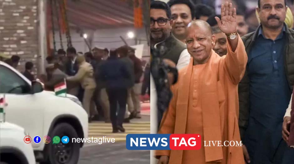 Cow rushes towards Yogi Adityanath