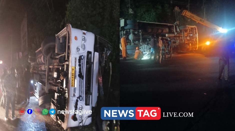 KOTTAYAM BUS ACCIDENT കോട്ടയത്ത് വിദ്യാര്‍ത്ഥികള്‍ വിനോദയാത്ര പോയ ബസ്സ് അപകടത്തില്‍പ്പെട്ടു; 28 പേര്‍ക്ക് പരിക്ക്