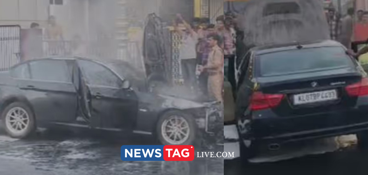 BMW car caught fire in Kunnamkulam