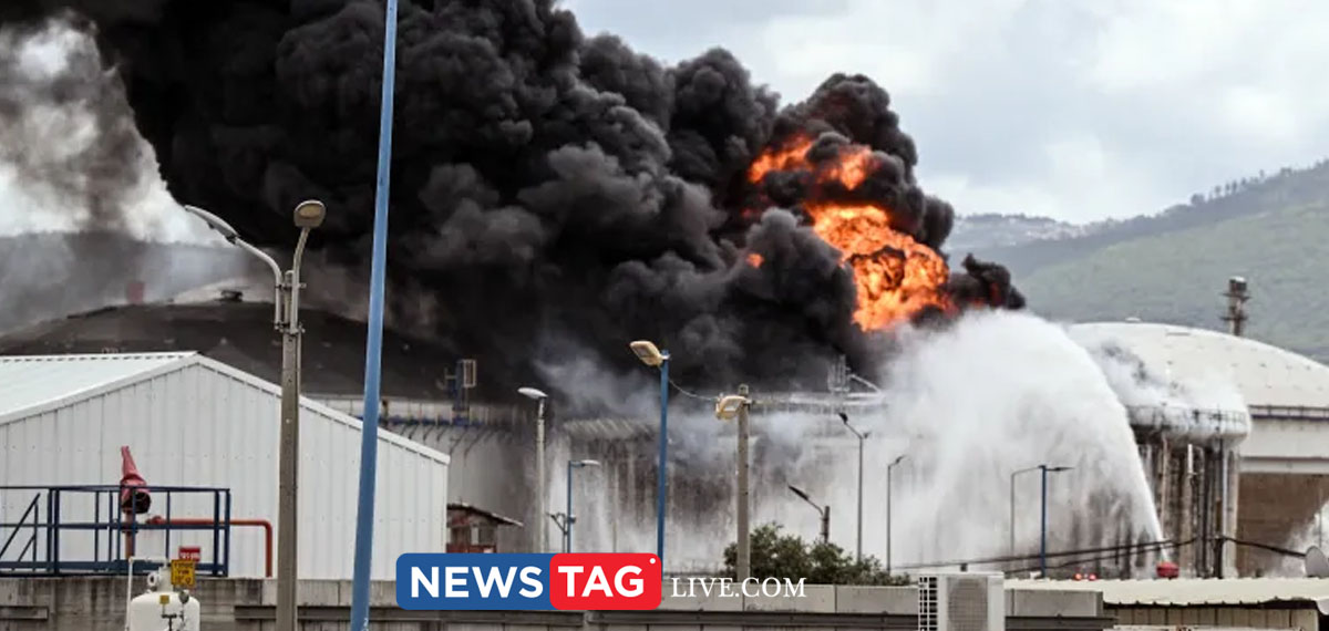 oil refinery in Haifa caught fire in missile attack