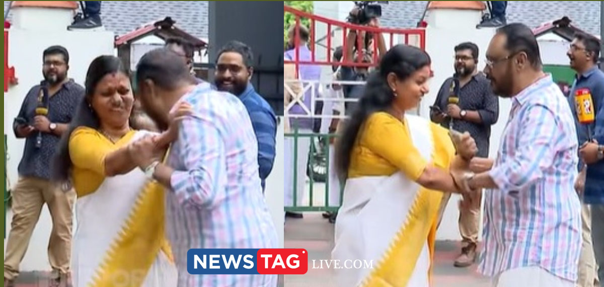 Cherian Philip trying to forcefully hug Bindu Krishna even after she refuse it