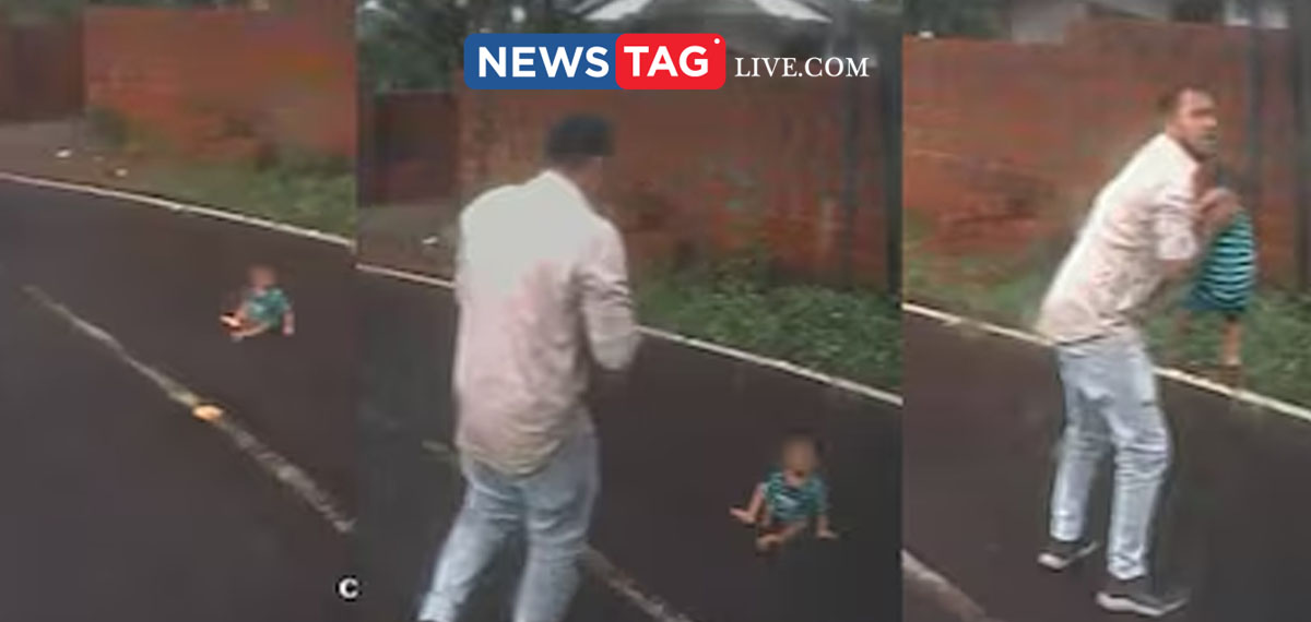 toddler alone reaches middle of the road