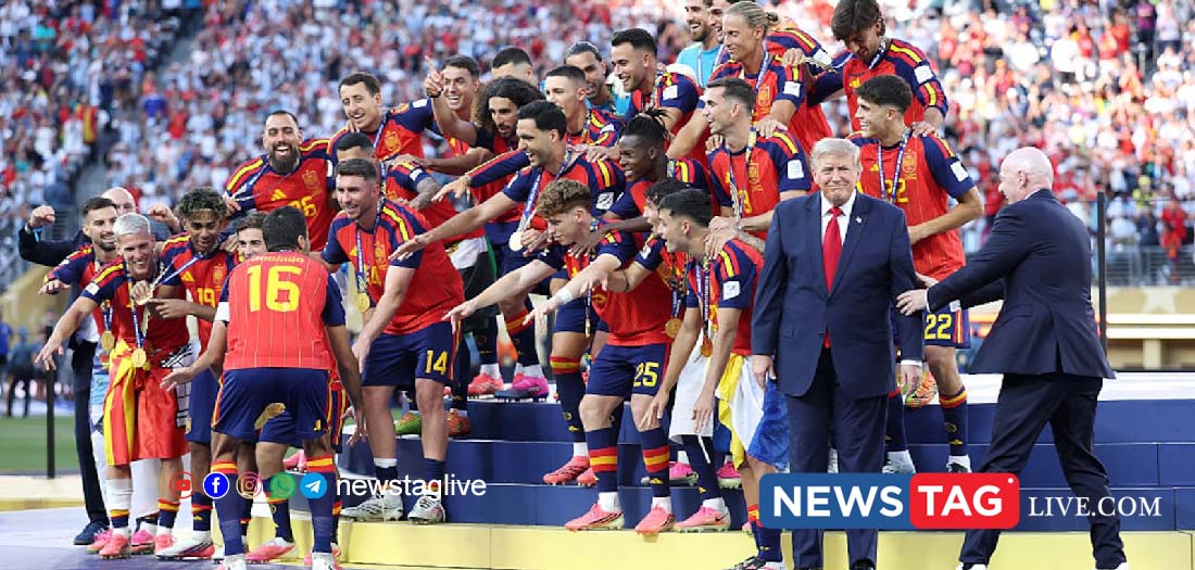 Donald Trump had to be asked to leave the World Cup podium