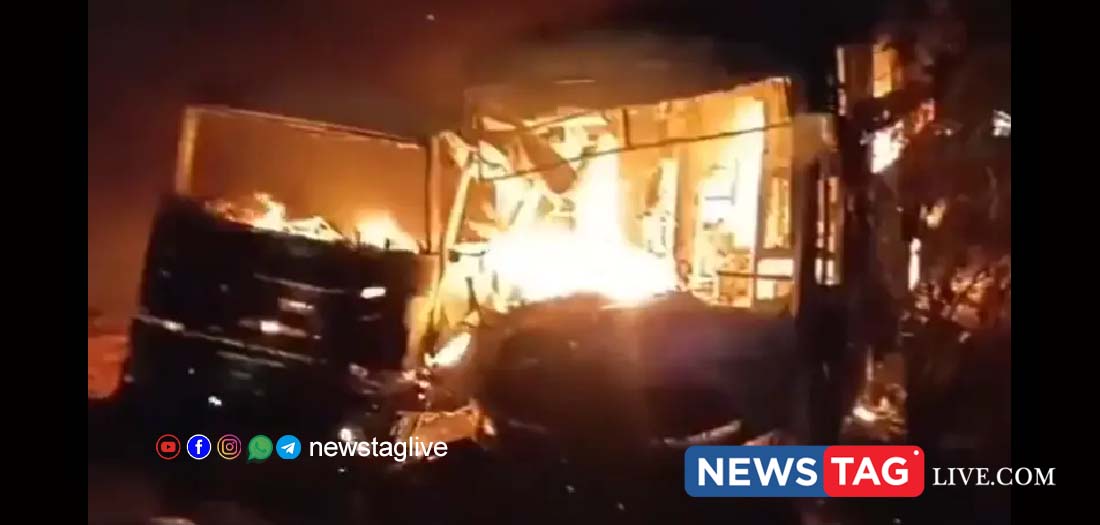 bus catches fire