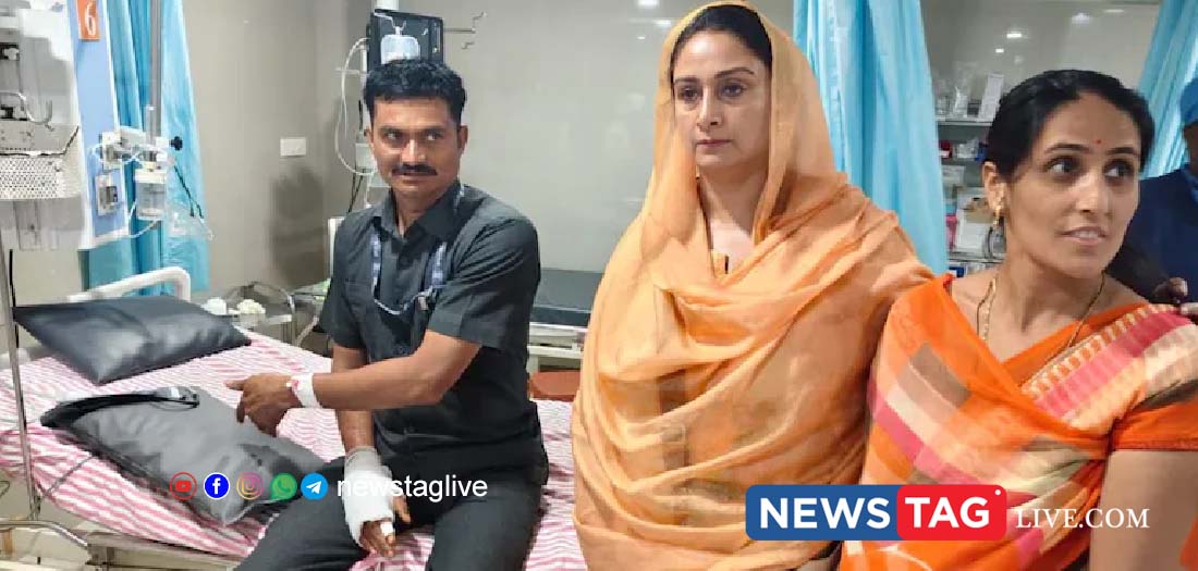 Harsimrat Kaur with Inspector Kendre at hospital